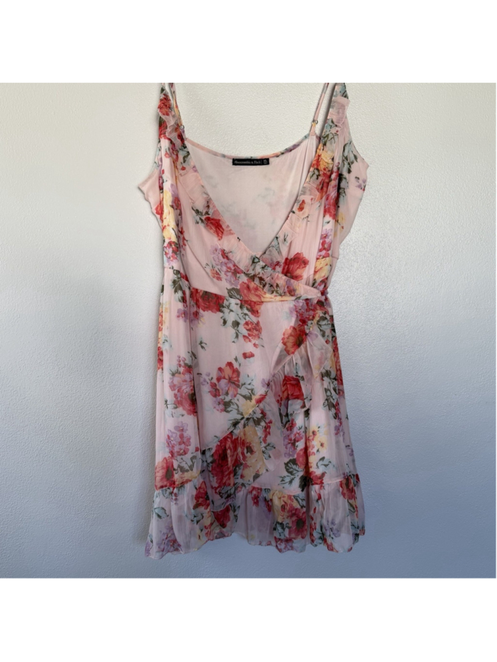 Abercrombie Fitch Wrap Dress Womens XL Floral Ruffle Mini Boho Fairy Cottage